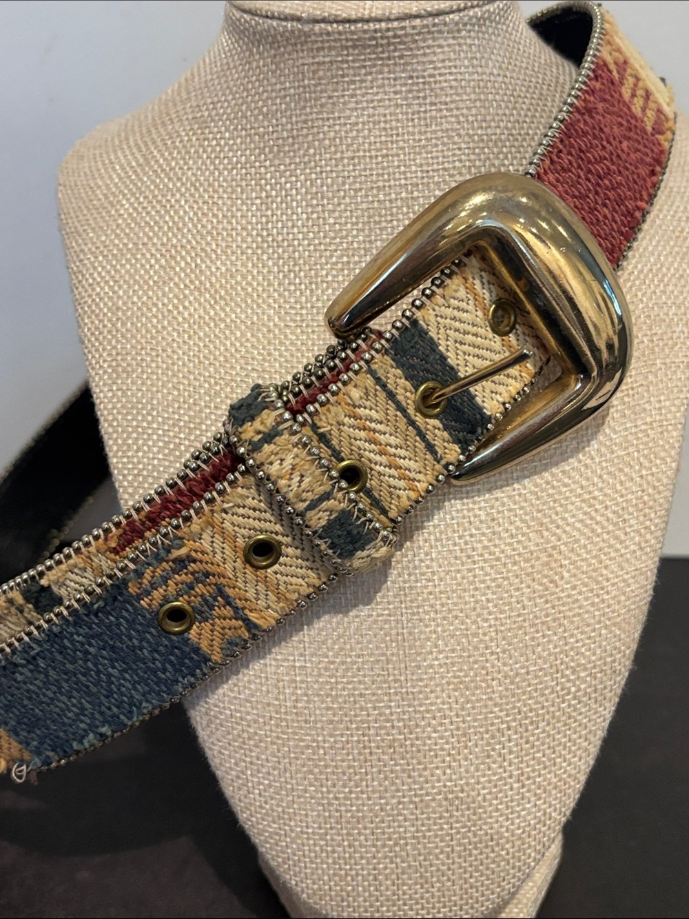 Vintage County Seat Woven Fabric Belt Boho Southwestern Geometric sz M / 36”